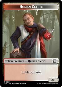 Human Cleric Plot Double Sided Token (1 // 20) - Outlaws of Thunder Junction: Breaking News