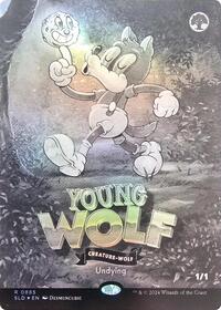 Young Wolf Black and White Foil (885) - Secret Lair Drop Series