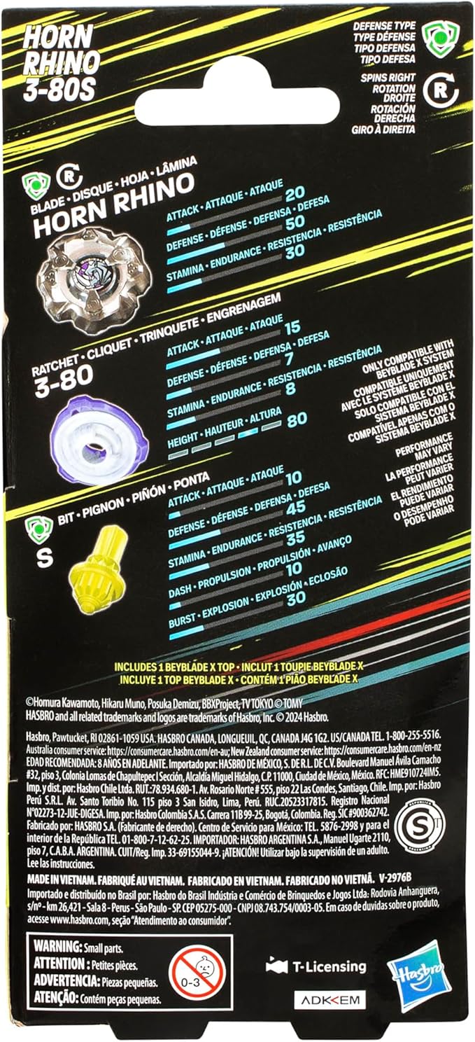 Beyblade X Horn Rhino 3-80S Booster Pack Set
