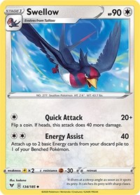 Swellow (134/185) - SWSH04: Vivid Voltage