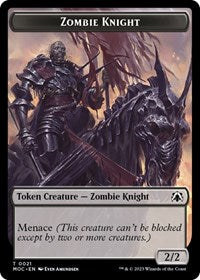 Zombie Knight Human Double sided Token (21 // 6) - Commander: March of the Machine