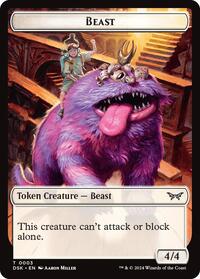 Beast Copy Double Sided Token (3 // 1) - Duskmourn: House of Horror