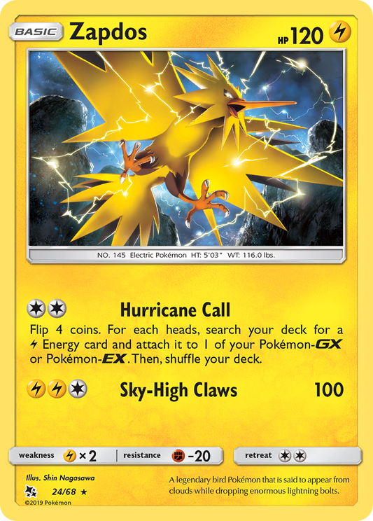 Zapdos (24/68) [Sun & Moon: Hidden Fates]