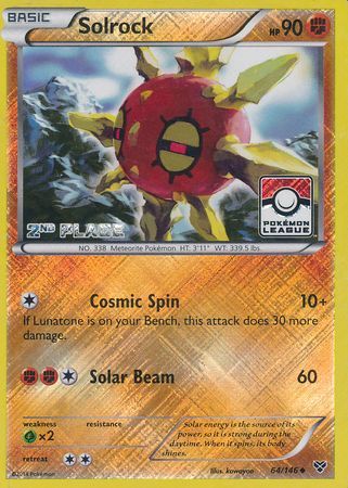 Solrock (64/146) (2nd Place League Challenge Promo) [XY: Base Set]